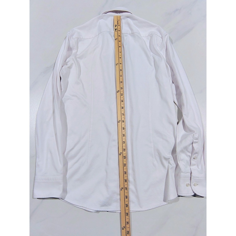 Hugo Boss Slim Fit Stretch Dress Shirt Mens 14.5 White Long Sleeve Spread Small - Picture 11 of 12